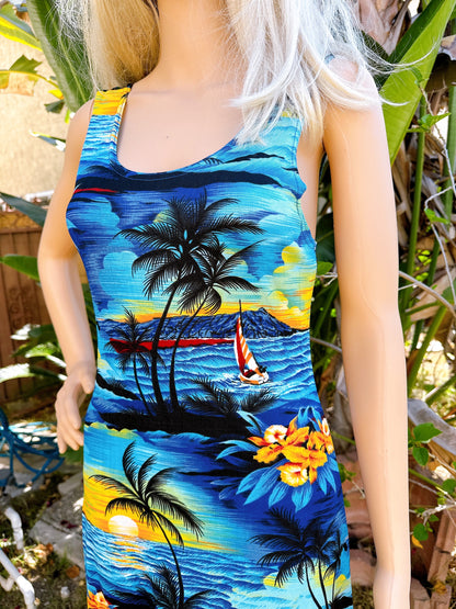 Vintage Tropical Sunset Beach Dress