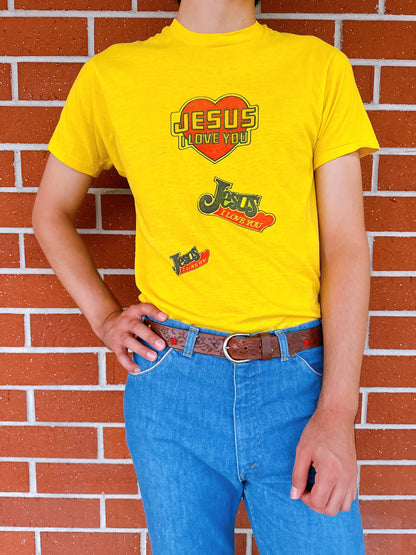 1970s Novelty “Jesus I Love You” Yellow T-Shirt