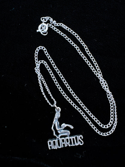 1970s Deadstock Aquarius Astrology Zodiac Necklace