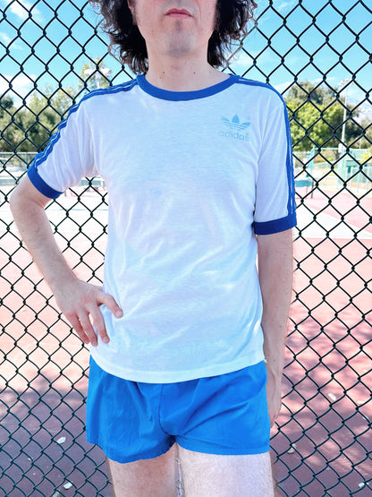 1980s Blue & White Adidas T-Shirt