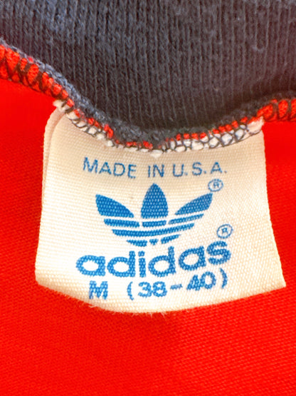 1980s Adidas Red & Navy V-Neck T-Shirt