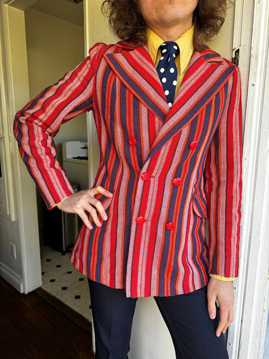 Rare 1970s Candy Stripe Double Breasted Blazer