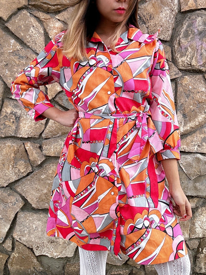 1960s Psychedelic Pink and Orange “Models Coat” by Swirl House Dress