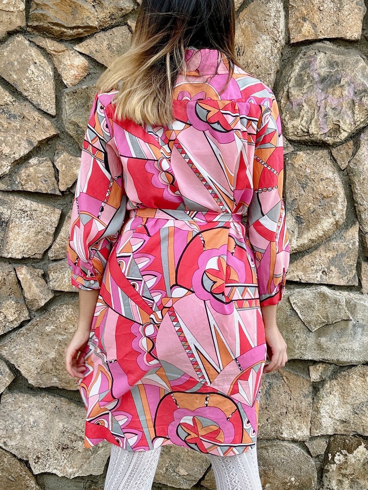 1960s Psychedelic Pink and Orange “Models Coat” by Swirl House Dress